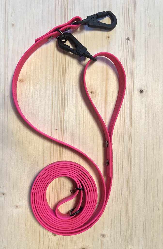 Laisse double 3m/5m/6m - Sangle enduite PVC 20mm