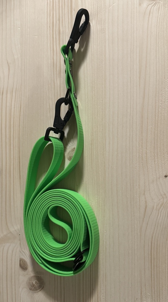 Laisse double 3m/5m/6m- Sangle enduite PVC 25 mm