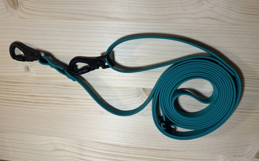 Laisse double 3 à 6m - Sangle enduite PVC 16 mm 